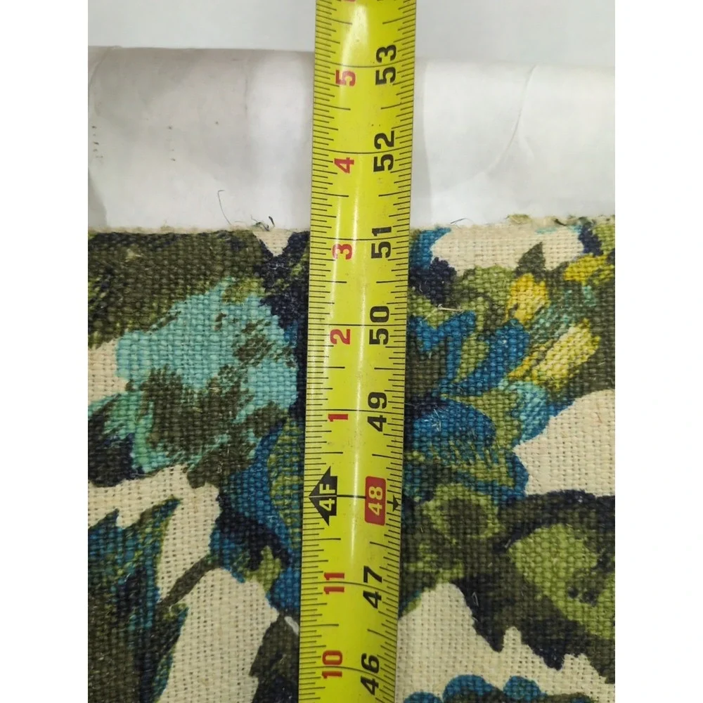 5th Avenue Designs Floral Linen 3 Yds Vintage Fabric VAT Green Blue Gold